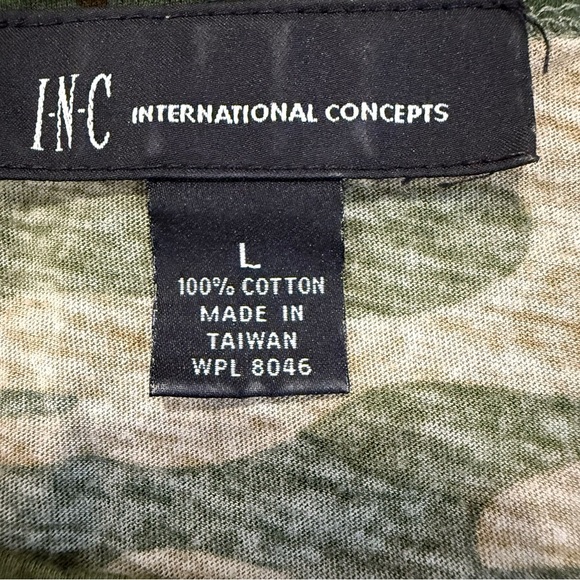 INC International Concepts Green and Tan Camouflage  Tee - Picture 2 of 6
